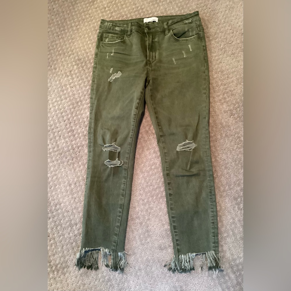 Vervet by Fling Monkey distressed high rise jeans, cropped length, sz 30,stretch